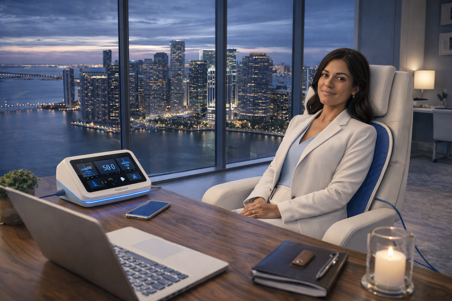 PureWave specialist at a Miami high-rise office at dusk