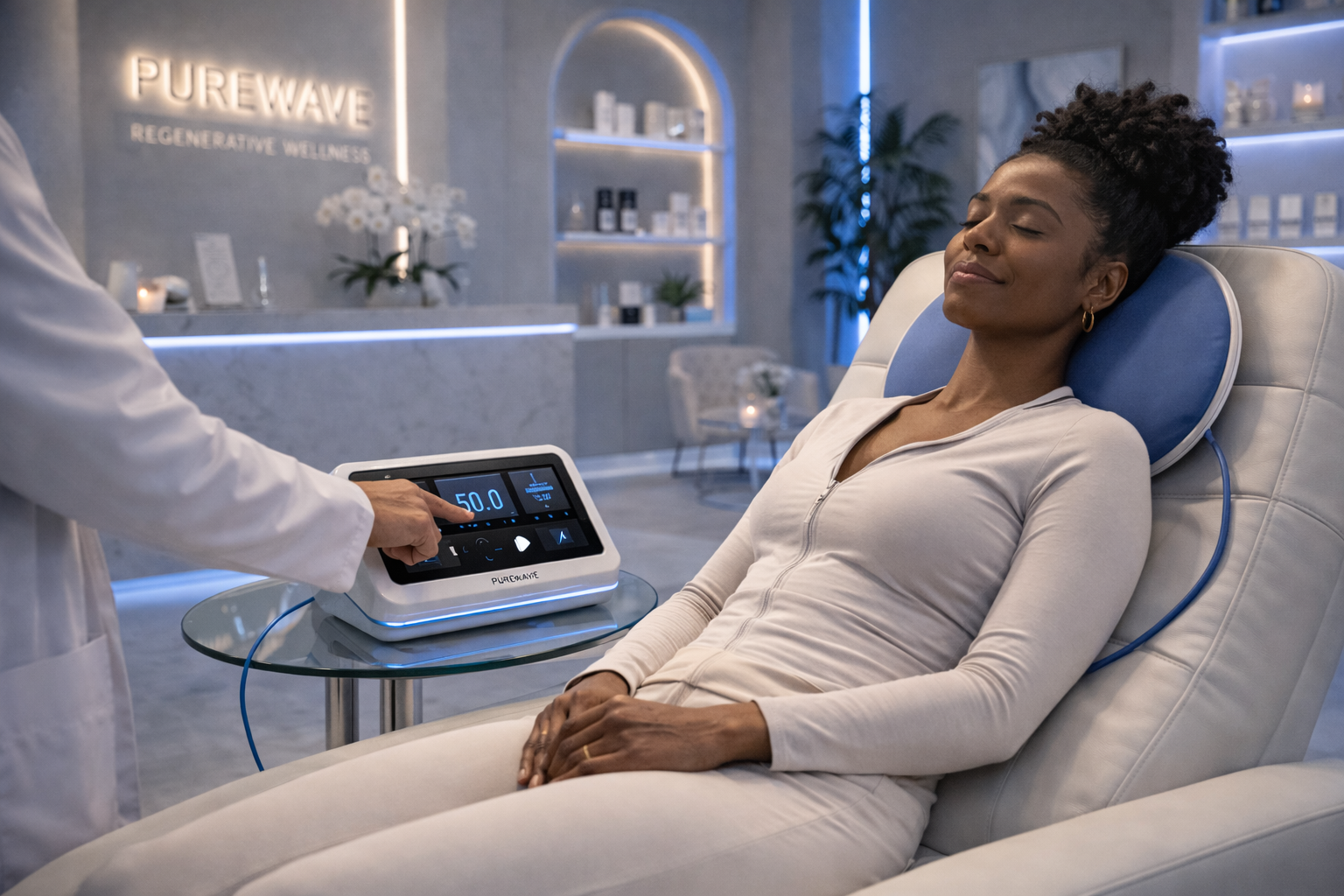 Calm wellness consultation with a PureWave specialist